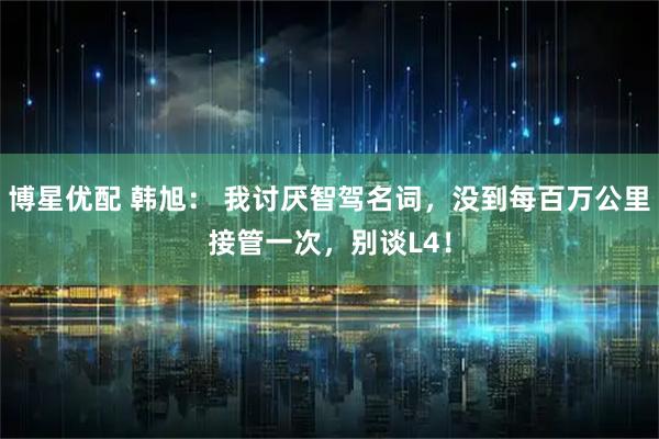 博星优配 韩旭： 我讨厌智驾名词，没到每百万公里接管一次，别谈L4！